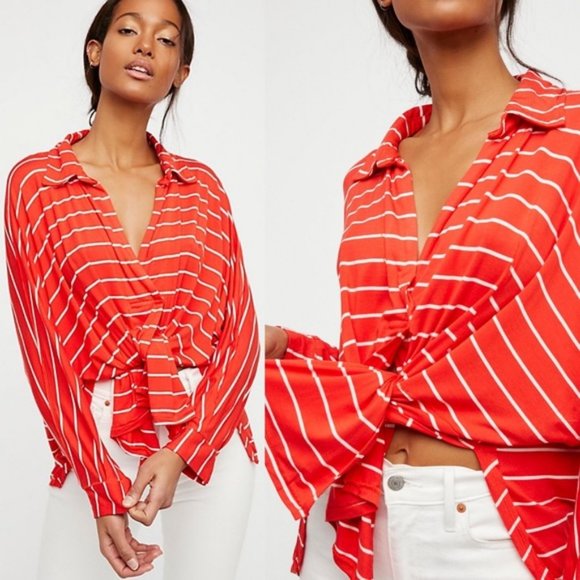 Free People Tops - Free People | Red Striped Can't Fool Me Top